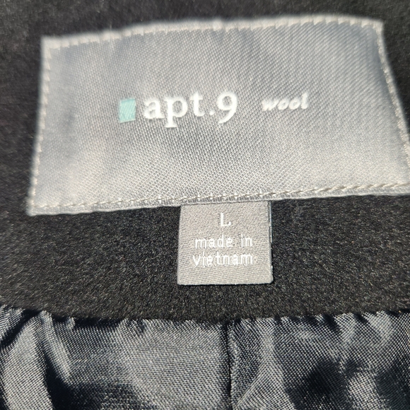 🖤Apt. 9 Women's Large Black Mid Length Coat 80% Wool - Picture 12 of 12
